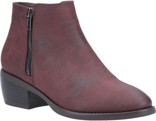 Divaz Ruby Ladies Ankle Boots Burgundy